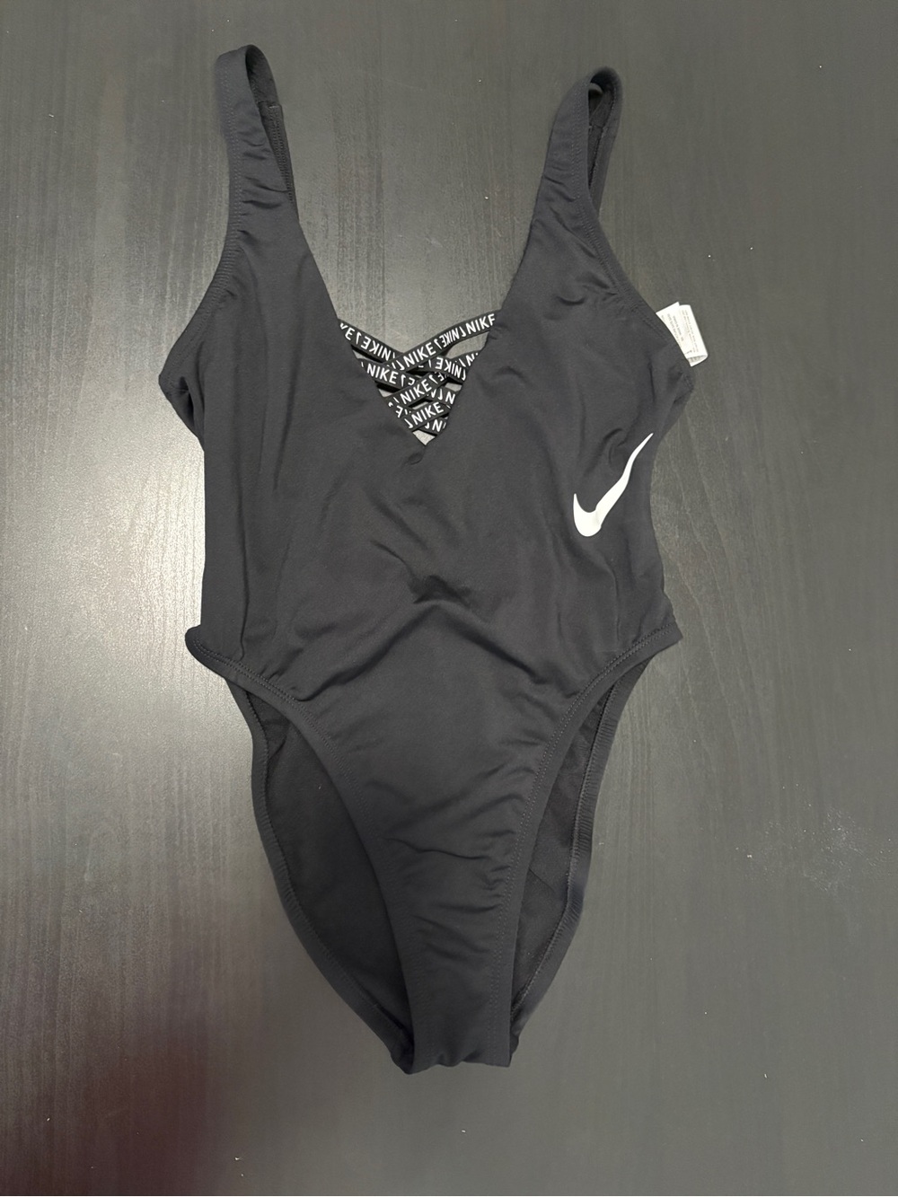 Nike Black One-Piece Swimsuit with White Swoosh
